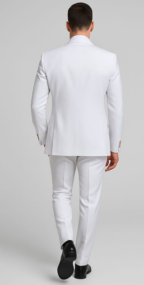 Rossi Man MAX RM1374 Slim Fit 3-Piece Suit – Elegant Solid White Formalwear for Men