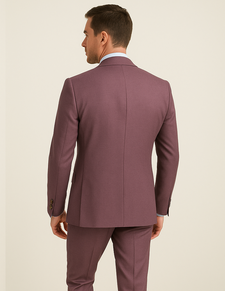 Rossi Man MAX RM1381 Slim Fit 3-Piece Suit â€“ Modern Tailored Solid Raspberry Suit for Men