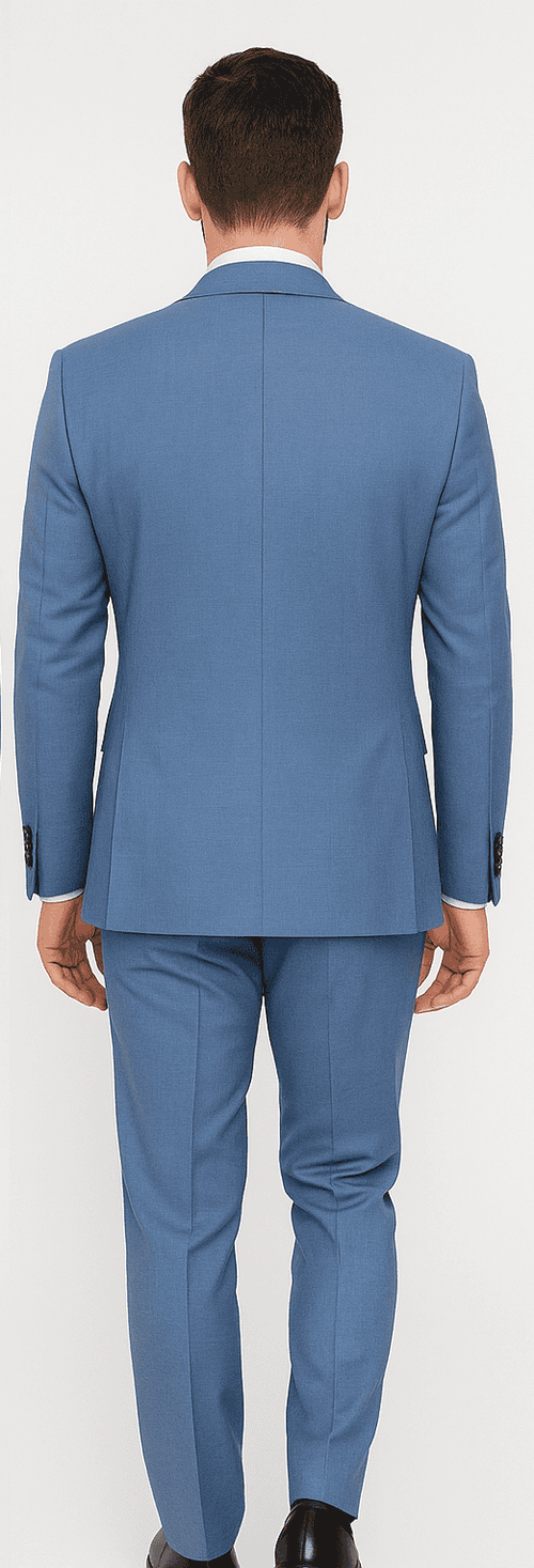 Rossi Man MAX RM1387 Slim Fit 3-Piece Suit – Stylish Solid Blue Formalwear for Men