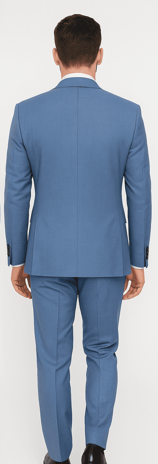 Rossi Man MAX RM1387 Slim Fit 3-Piece Suit – Stylish Solid Blue Formalwear for Men