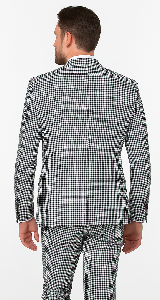 Rossi Man MAX RM1710 Slim Fit 3-Piece Suit â€“ Modern Black and White Suit for Men
