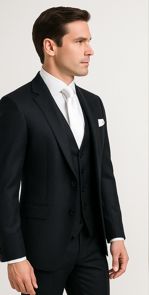 Rossi Man MAX RM1712 Slim Fit 3-Piece Suit – Stylish Black Formalwear for Men