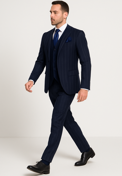 Rossi Man MAX RM1725 Slim Fit 3-Piece Suit – Modern & Stylish Navy Suit for Men