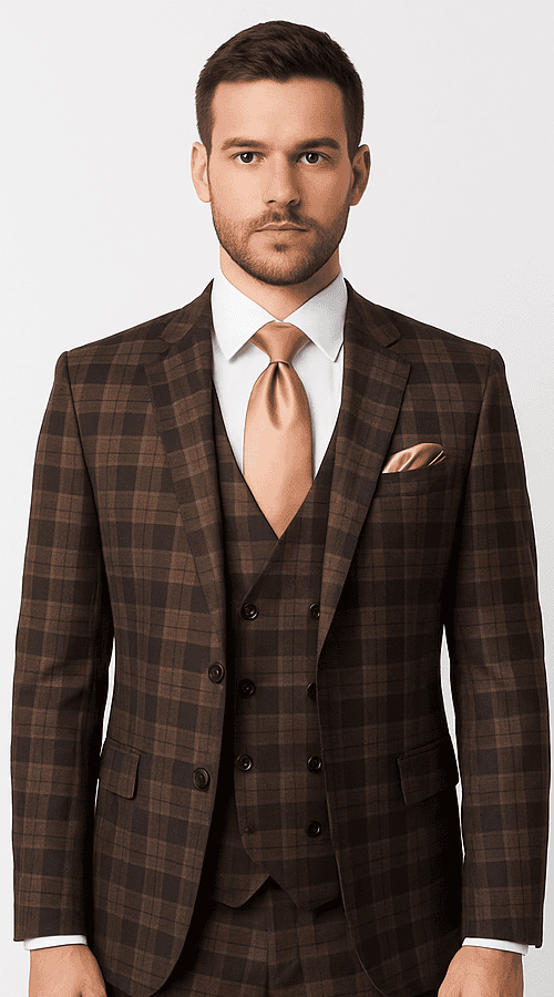 Brown Slim Fit 3-Piece Suit - Rossi Man Max Mens Formalwear | RM1735