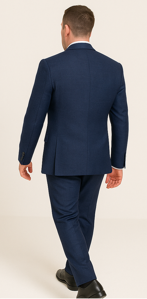 Rossi Man MAX RM1783 Slim Fit 3-Piece Suit – Modern Solid Blue Suit for Men