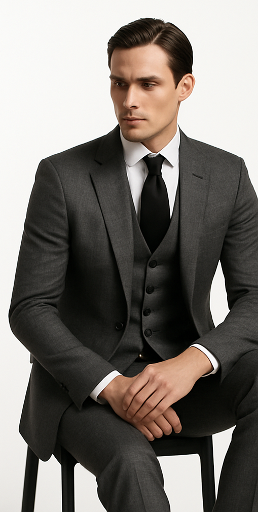 Rossi Man MAX RM1784 Slim Fit 3-Piece Suit â€“ Stylish Grey Formal Suit for Men