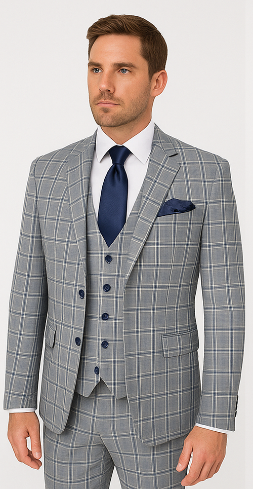 Rossi Man MAX RM1820 Slim Fit 3-Piece Suit – Modern Formal Suit for Men