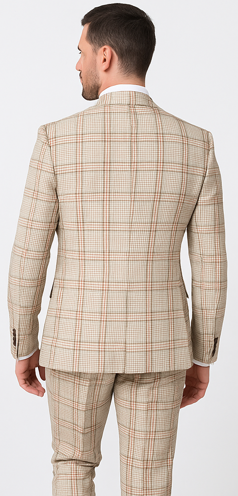 Rossi Man MAX RM1824 Slim Fit 3-Piece Light Brown Suit Elegant Formalwear for Men