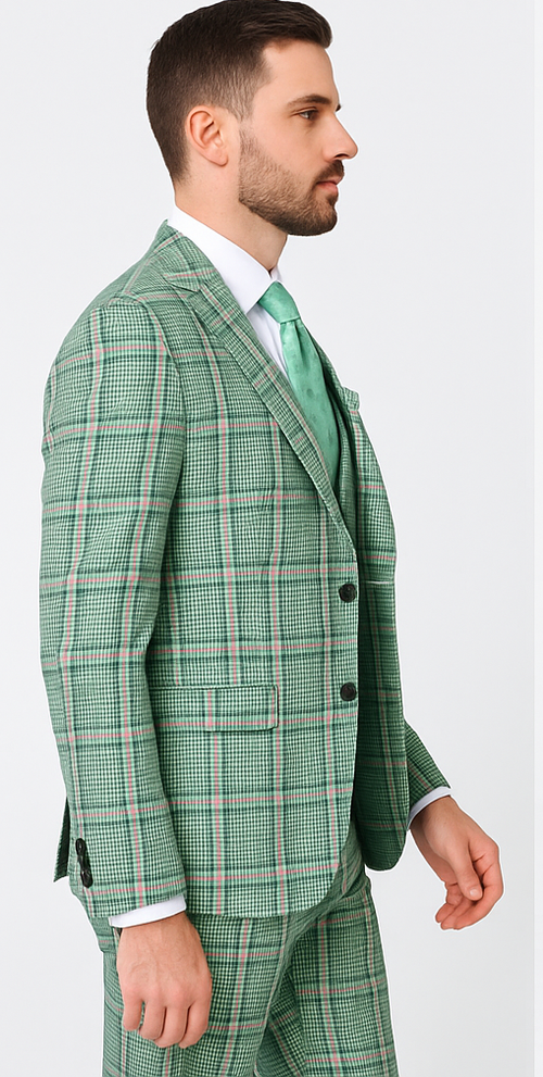 Rossi Man MAX RM1825 Slim Fit 3-Piece Mint Green Suit â€“ Modern Formalwear for Men