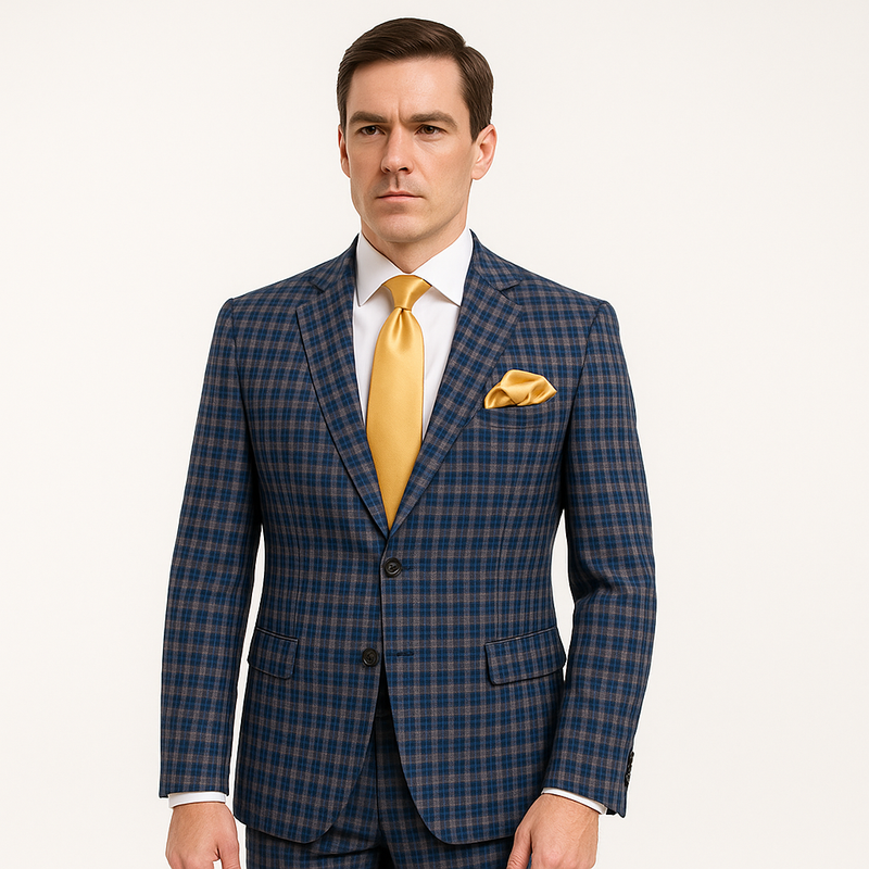 Rossi Man MAX RM1835 Slim Fit 3-Piece Suit â€“ Modern Tailored Blue Suit for Men