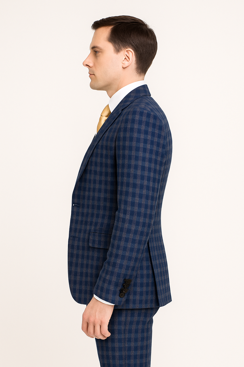 Rossi Man MAX RM1835 Slim Fit 3-Piece Suit â€“ Modern Tailored Blue Suit for Men