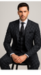 Rossi Man Max RM1837 – Men’s Slim Fit Tailored 3-Piece Suit in Black