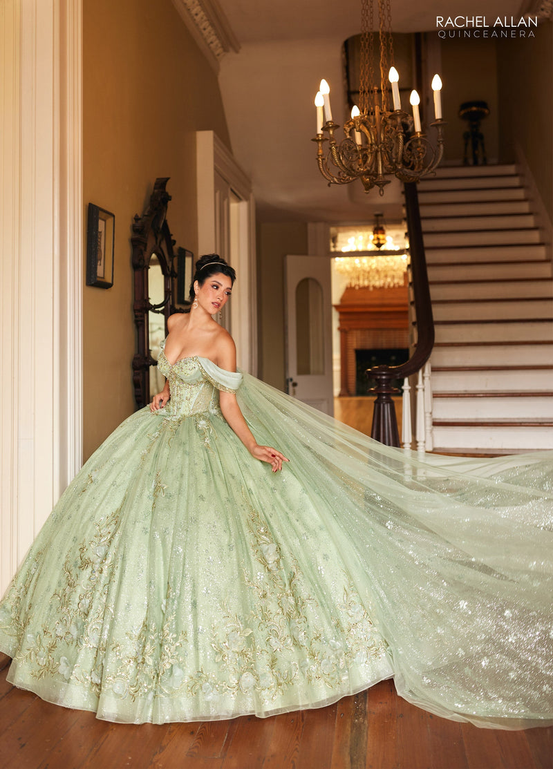 Rachel Allan RQ3146 Cape Sleeve Quinceanera Dress