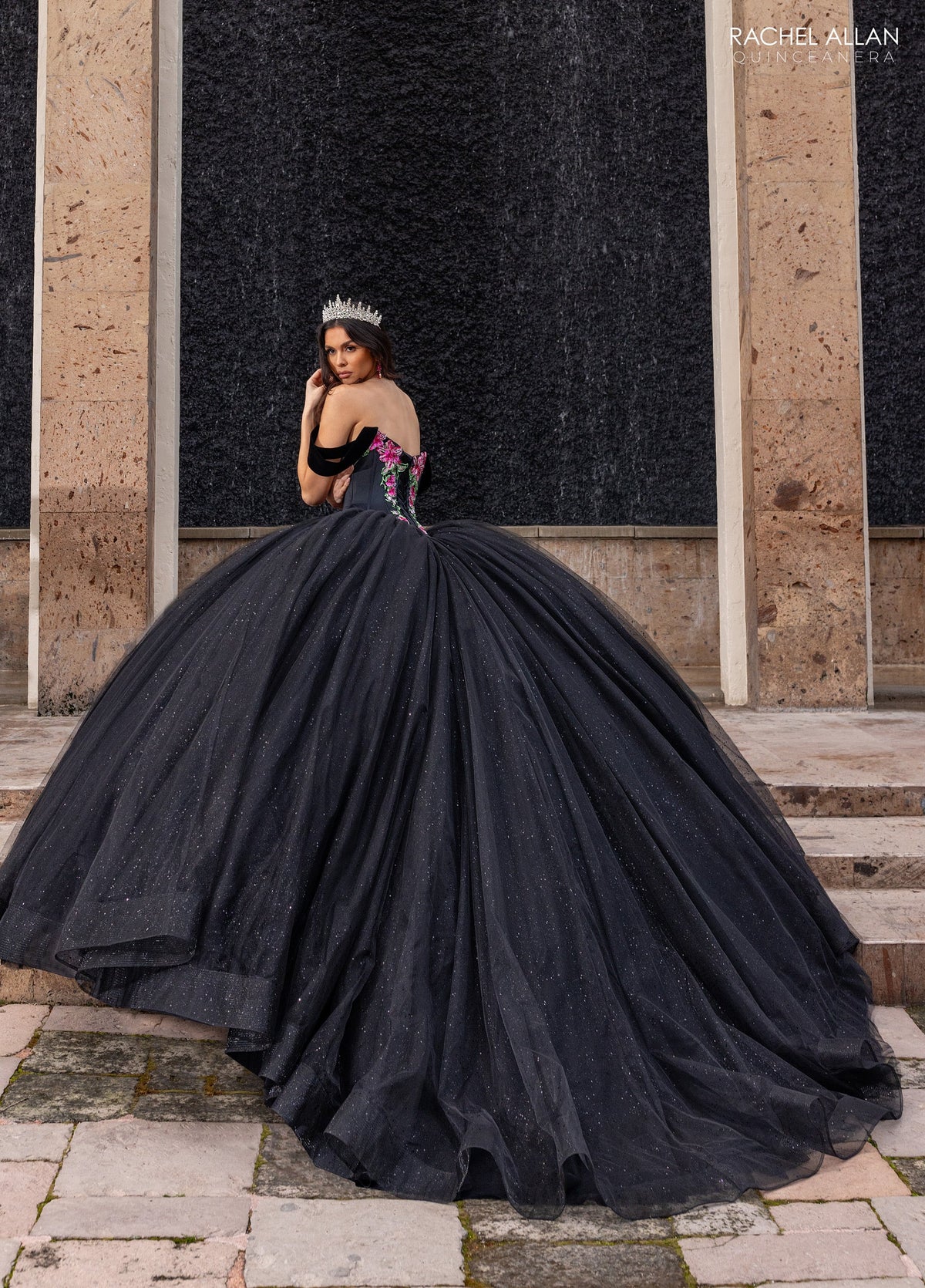 Floral Embroidery Quinceañera Dress with Detachable Corset Overlay by Rachel Allan RQ5016