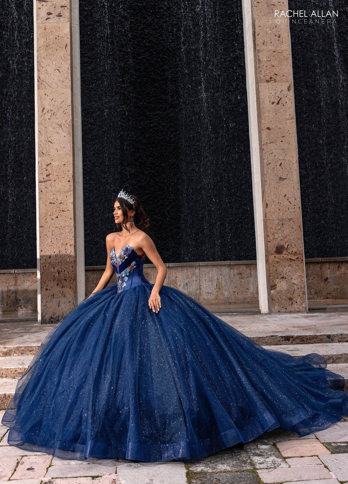 Floral Embroidery Quinceañera Dress with Detachable Corset Overlay by Rachel Allan RQ5016