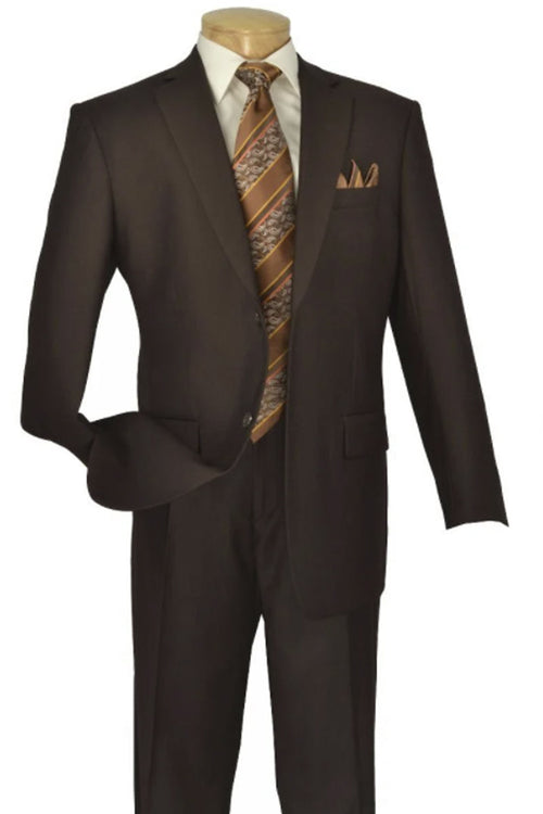 Apollo King Brown Wool Feel Suit: Modern Fit Two-Button Blazer