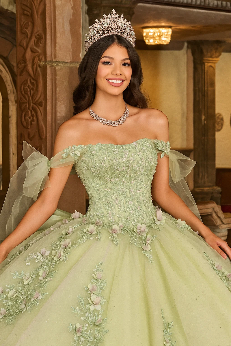 Rachel Allan RQ1132 Applique Sheer Corset Quinceanera Dress