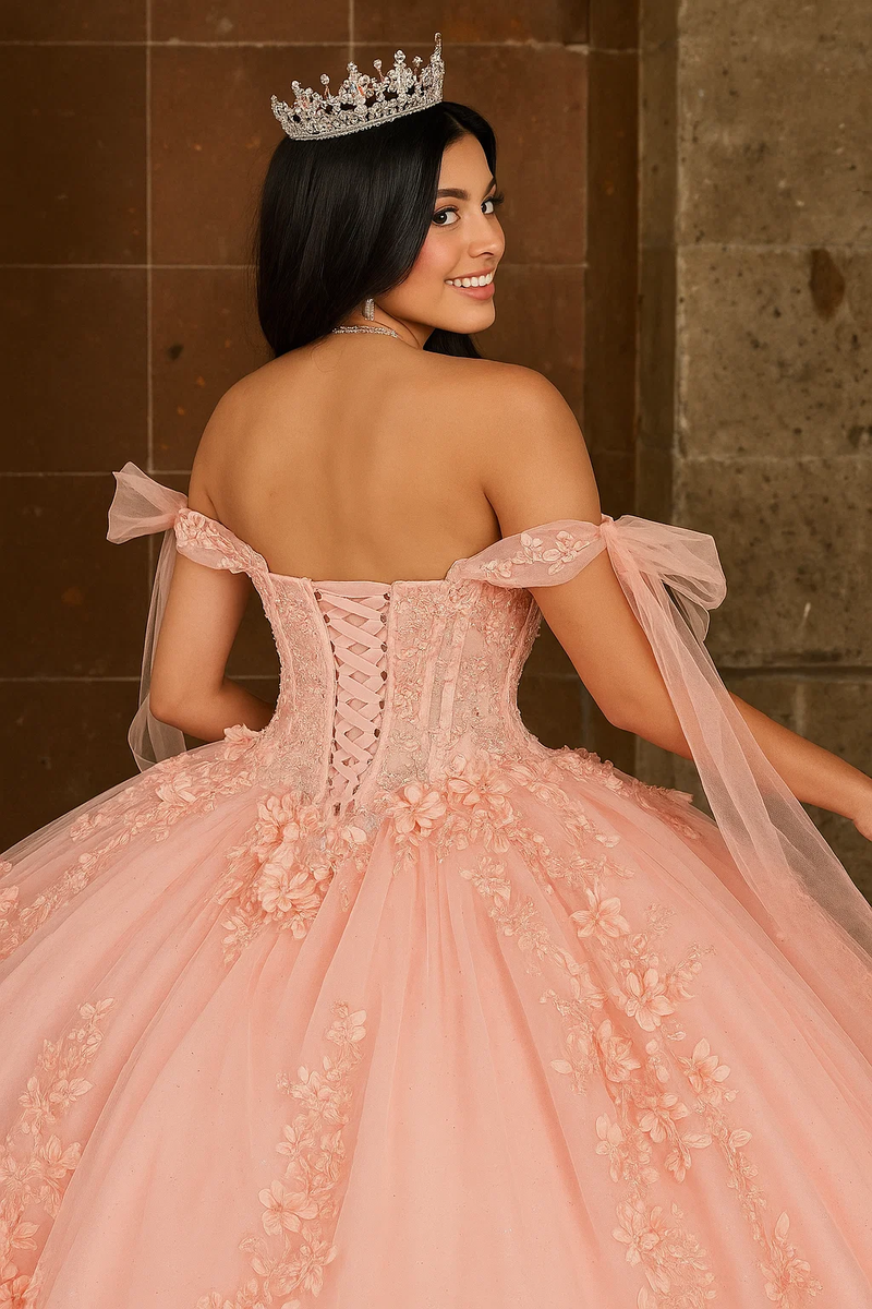 Rachel Allan RQ1132 Applique Sheer Corset Quinceanera Dress