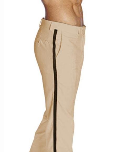 Mens Tan Pinstripe Dress Pants - Stripe Slacks - Pinstripe ~ Stripe Pattern