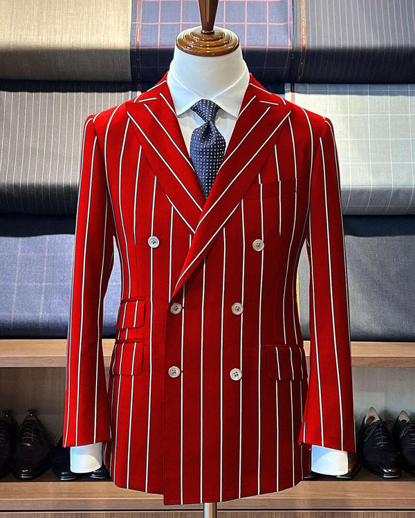 Red Pinstripe Suit - Gangster Suit - 1920's Suit - Double Breasted Suit