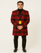 Mens Red and Black Plaid Wool Overcoat â€“ Three Quarter Carcoat - Christmas Coat - Red Peacoat