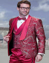 Red and Gold Tuxedo Paisley Wedding Suit