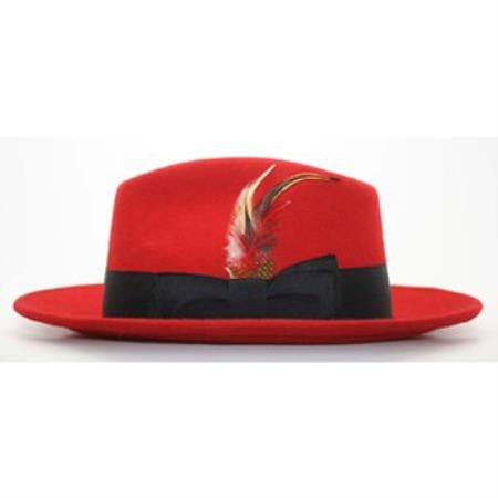 Mens Dress Hat Mens Red/Black Fedora Hat