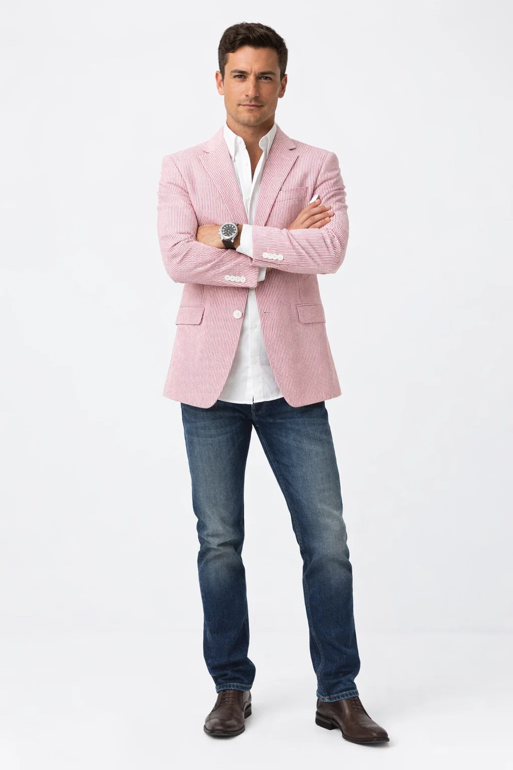 Red Pinstripe Blazer for Men