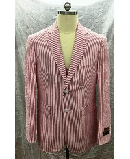 Mens Red 2 Button Seersucker Sear sucker suit | Alberto Nardoni