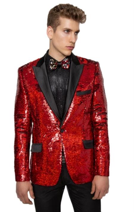 Mens Gold Sequin Tuxedo Blazer