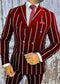 Mafia Outfit - Mobster Outfit - Italian costume Burgundy Pinstripe Suit