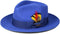Gangster 100% Australian Wool Crushable Mens Fedora Hat - Removable Feather Gangster Royal Blue Mens Fedora Hat