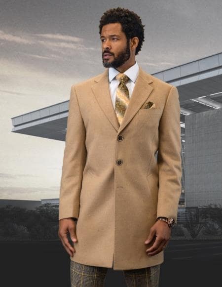 Camel Color Suit - Khaki Color  Mens 2 Button Suit Modern Fit Suit - Bronze Color