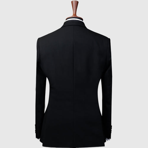 Black Suit With Gray Plaid Vest - 100% Wool Fabric - Slim or Modern Fit - Classic Fit