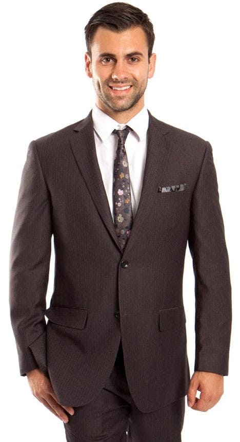 Mens Grey Pinstripe Suit Two Button Regular Fit Grey - Gray Pinstripe Suit