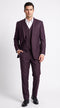 Men’s Plum Modern Fit Suit, Tailored Formal Wedding Business 3 Piece Dress Suit
