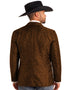 Mens Notch Lapel Paisley Blazer Brown