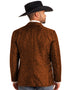 Mens Notch Lapel Paisley Blazer Copper