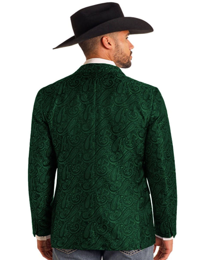 Mens Notch Lapel Paisley Blazer Hunter