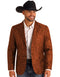 Mens Notch Lapel Paisley Blazer Rust