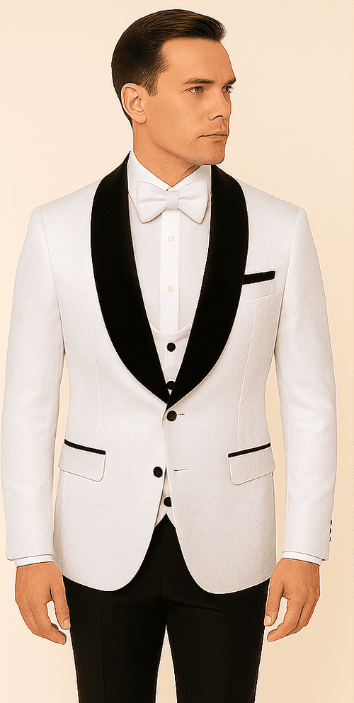 Rossi Man RM1444 â€“ Slim Fit Smoking Style 3-Piece Formal Tuxedo for Men