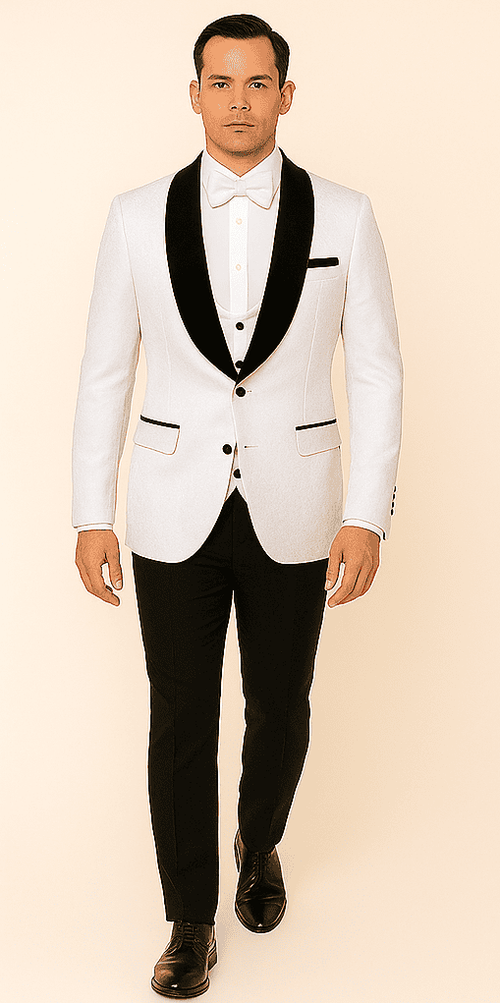 Rossi Man RM1444 – Slim Fit Smoking Style 3-Piece Formal Tuxedo for Men