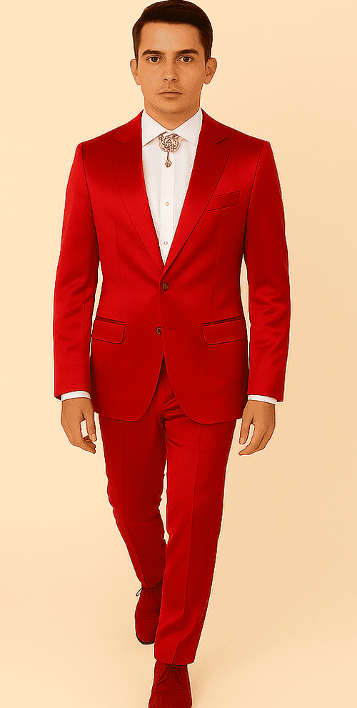 Rossi Man LEO RM1621 – Red Slim Fit 3-Piece Designer Suit for Men