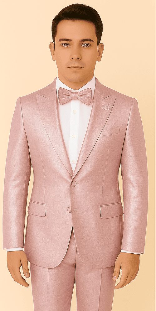 Rossi Man LEO RM1641 – Pink Shimmer Slim Fit 3-Piece Suit for Men