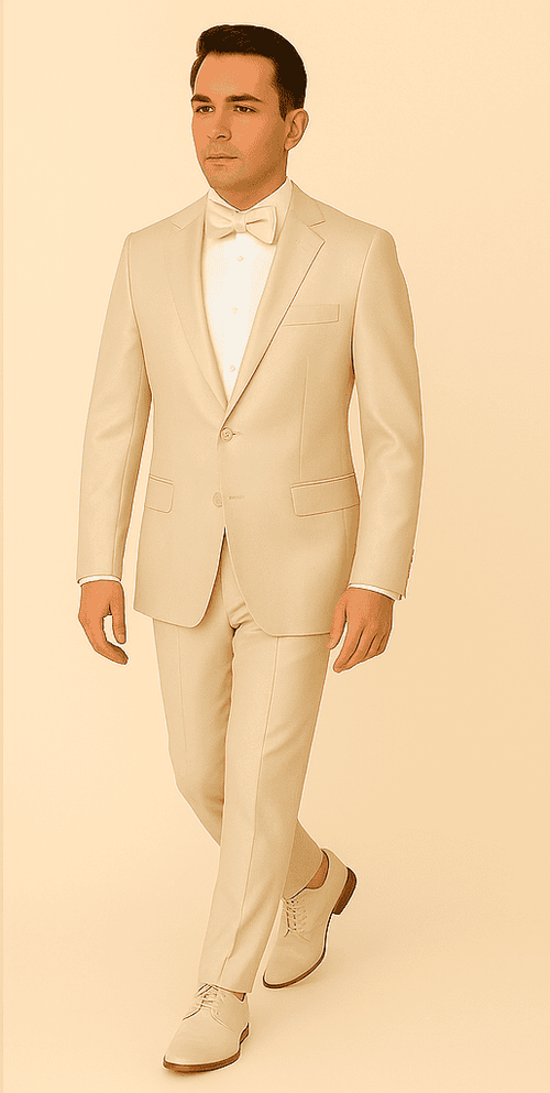 Rossi Man LEO RM1642 – Off-White Shimmer Slim Fit 3-Piece Suit for Men