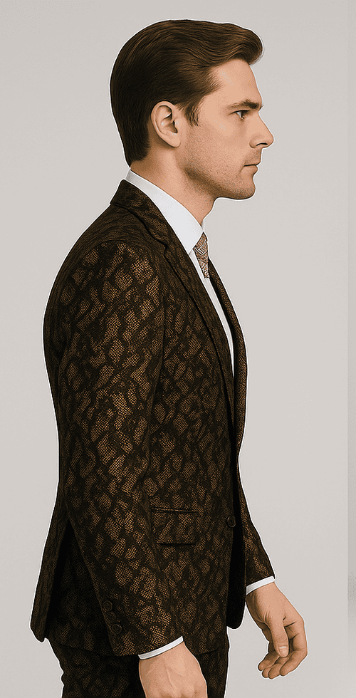 Rossi Man LEO RM1901 – Gold & Black Designer Tuxedo for Men | Slim Fit