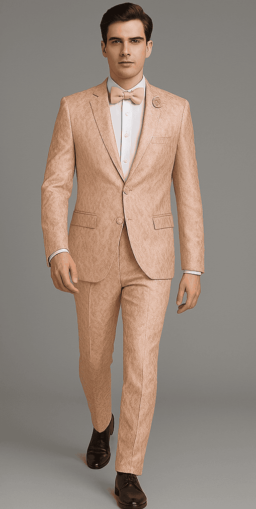 Rossi Man Leo RM1903 â€“ Pink & Gold Designer Tuxedo for Men | Stylish Formal Wear