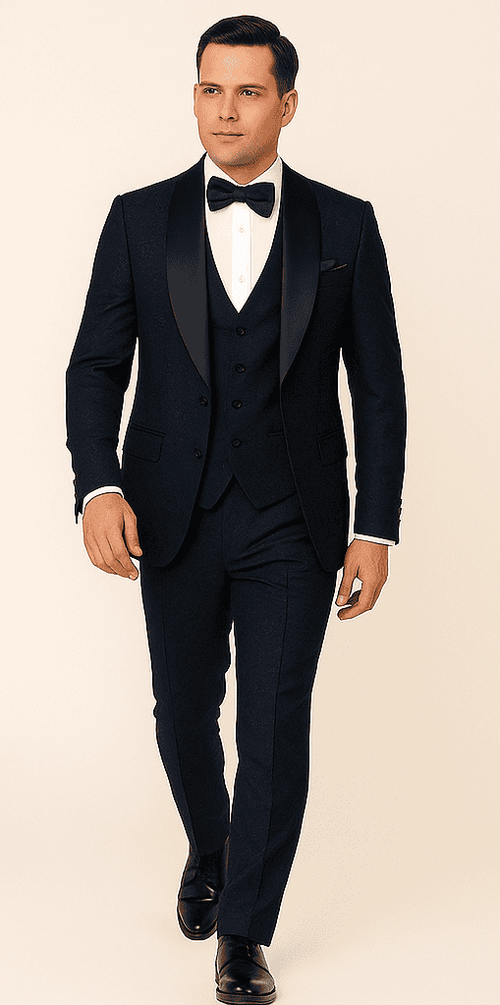Rossi Man RM1252 – Men's 3-Piece Smoking Style Tuxedo for Elegant Evenings