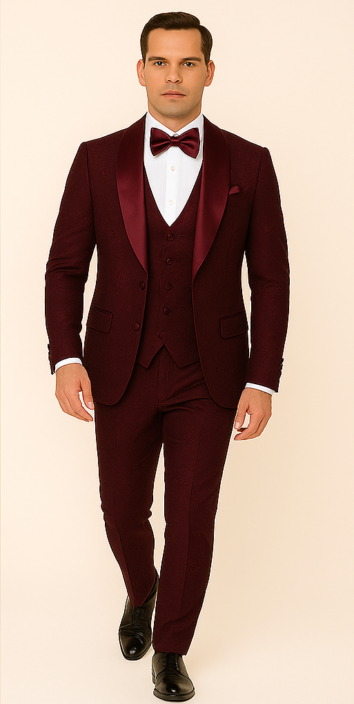 Rossi Man RM1253 â€“ Formal 3-Piece Smoking Style Tuxedo for Men