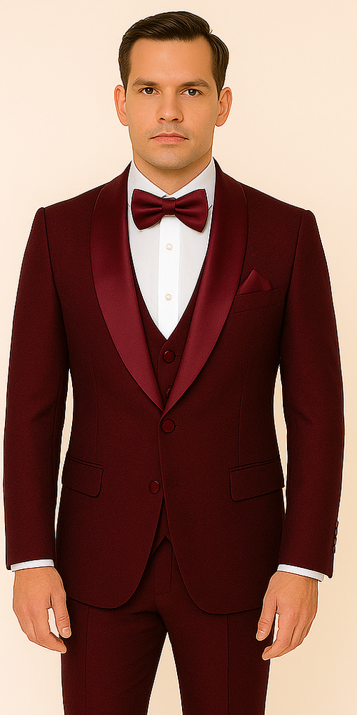 Rossi Man RM1253 â€“ Formal 3-Piece Smoking Style Tuxedo for Men